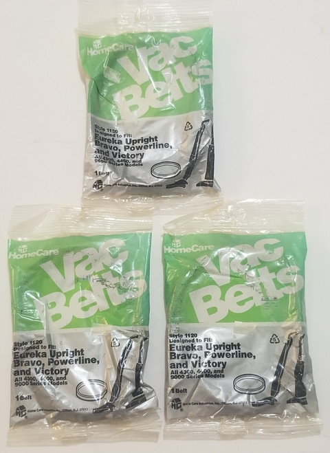 Eureka Upright Bravo Powerline Victory Vac Belt front picture showing 3 packs Eureka Upright Bravo Powerline Victory Vac Belt front picture showing 3 packs