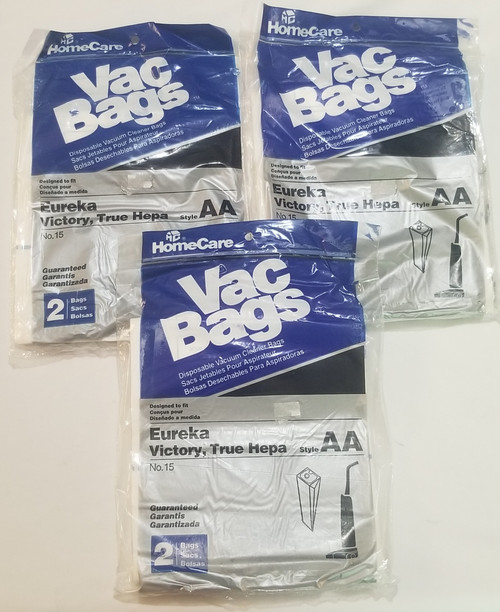 Eureka Victory True Hepa Style AA Vacuum Bag showing 3 packs front Eureka Victory True Hepa Style AA Vacuum Bag showing 3 packs front