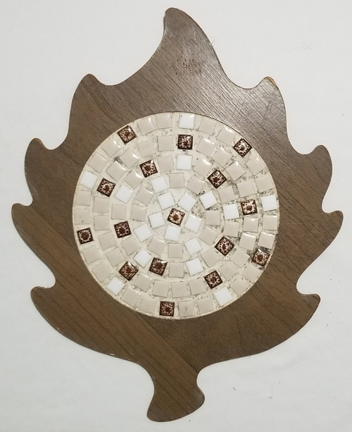 Leaf design Hot Plate Trivet tile center with wood outer unique main picture