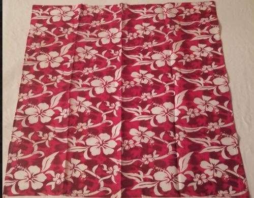 Red floral flowers Hawaiian style Bandana main picture showing it. Red floral flowers Hawaiian style Bandana main picture showing it.