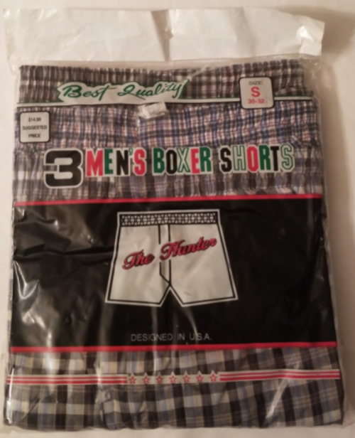 The Hunter 3 pair Mens Boxer Shorts Size Small front of the package