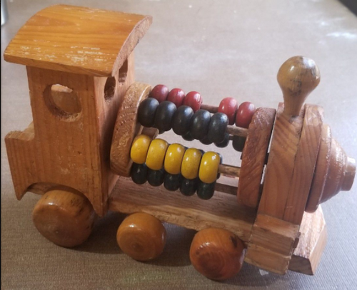 Wood train Engine Folk Art style Toy Unique main picture of the item