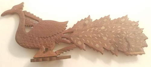 Beautiful wood carved peacock Unique figure main picture of the item