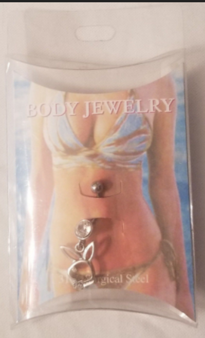 Bunny Rabbit Playboy style belly button ring Body jewelry white stone main picture of the jewelry