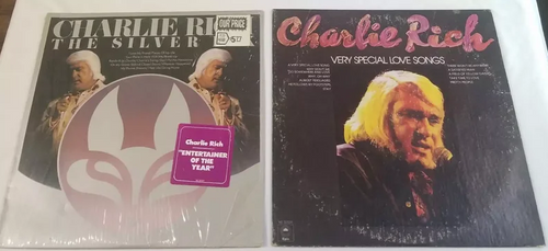 front of both record sleeves shown