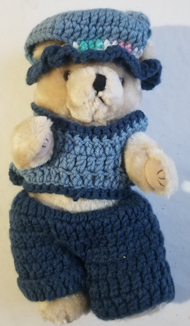 Teddy Bear with crochet design clothing cute and unique front with clothes