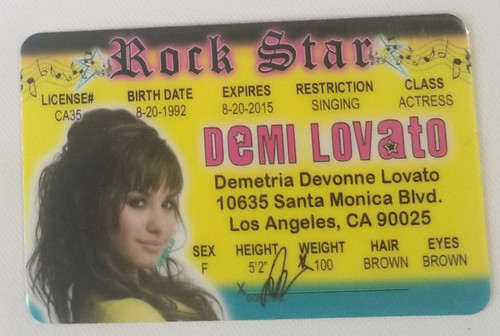 Demi Lovato Rock Star souvenir novelty card front