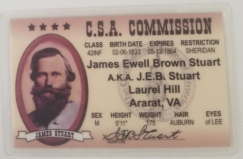 James Jeb Stuart Confederate General souvenir novelty card front