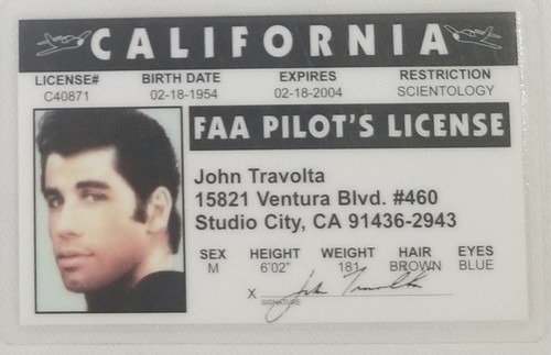 John Travolta Souvenir Novelty card front