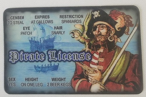 Pirate License Souvenir Novelty Card New front