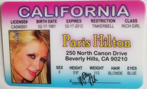 Paris Hilton Souvenir Novelty card front