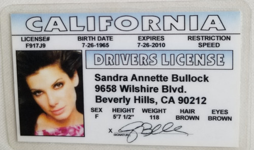 Sandra Bullock speed actress Souvenir Novelty card front