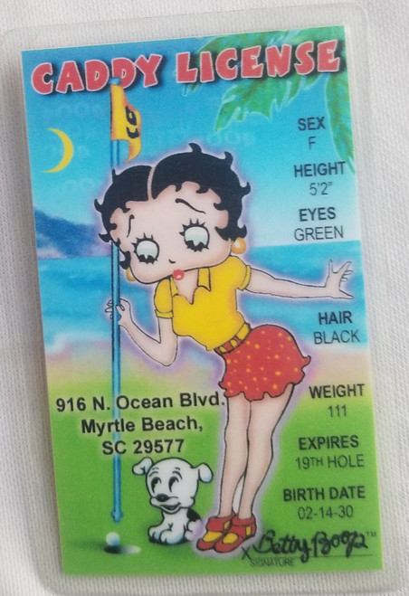 Betty Boop golf caddy Souvenir Novelty card front