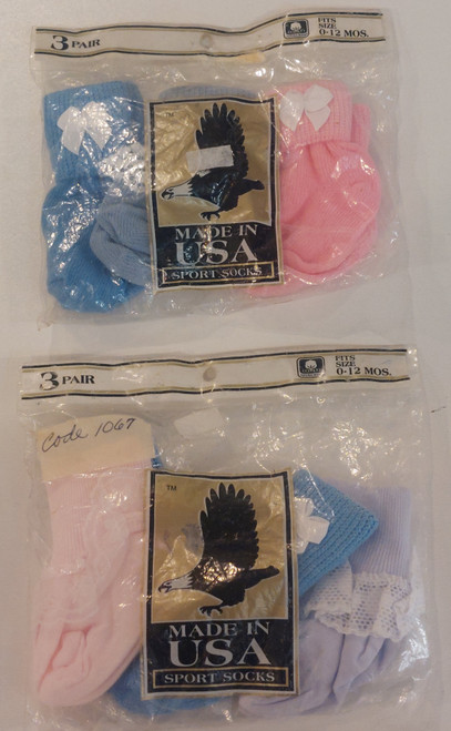 Both packages of socks shown