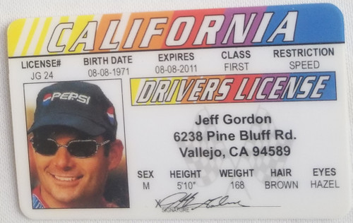 Jeff Gordon nascar driver souvenir novelty card front