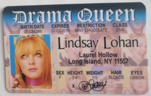 Lindsay Lohan Souvenir Novelty card front