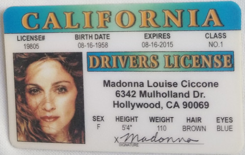 Madonna Ciccone singer star souvenir novelty card front