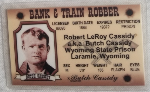 Butch Cassidy souvenir novelty card front