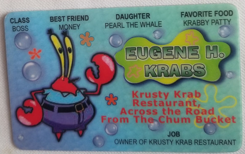 Eugene H. Krabs Spongebob Squarepants novelty card front