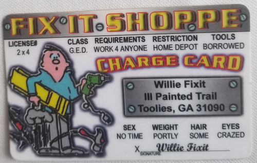 Fix It Shoppe Mechanic souvenir novelty card front