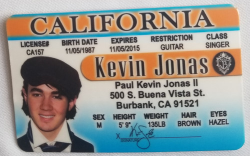 The Jonas Brothers Kevin Jonas souvenir novelty card front