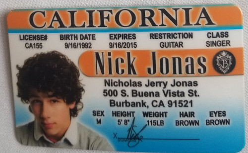 Nick Jonas The Jonas Brothers souvenir novelty card front