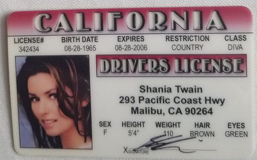 Shania Twain Singer Movie star souvenir novelty card front