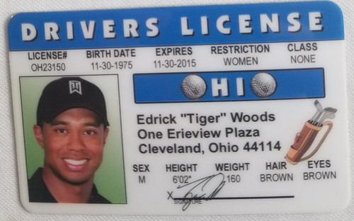 Tiger Woods golf legend souvenir novelty card front