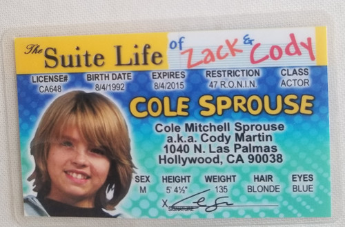 Cole Sprouse Suite Life Zack Cody Souvenir novelty card front