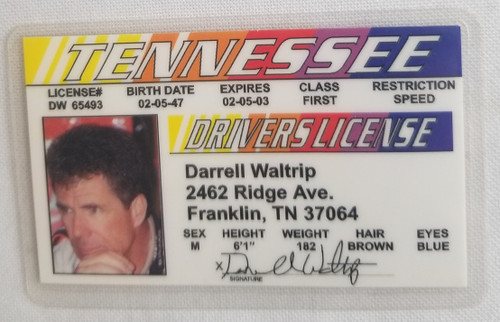 Darrell Waltrip Nascar driver souvenir novelty card front