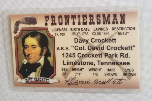 Davy Crockett Frontiersman souvenir novelty card front