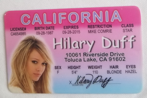 Hilary Duff Souvenir novelty card front