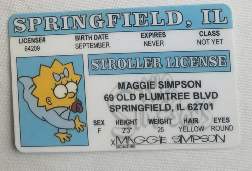The Simpsons Maggie Simpson souvenir novelty card front