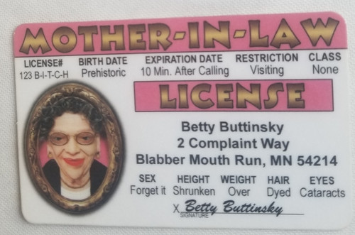 Mother In Law comical souvenir novelty card front