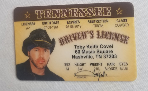 Toby Keith Country Music souvenir novelty card front