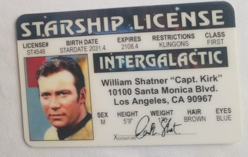William Shatner Captain Kirk Souvenir novelty card front