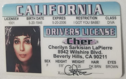 Cher Cherilyn Sarkisian souvenir novelty card front