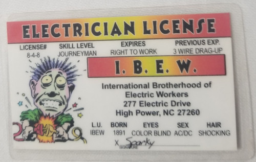 Electrician souvenir novelty comical Card front