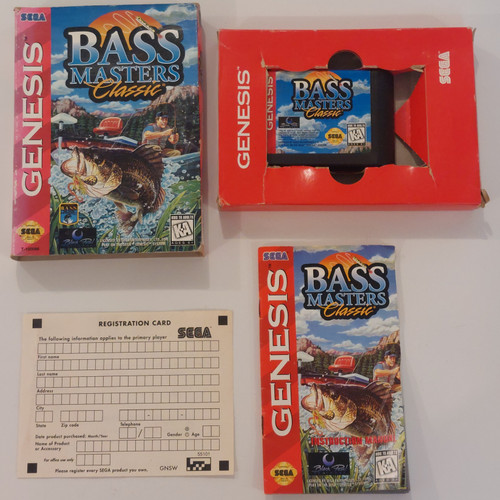 Photo showing game box inside box with game cartridge plus regristration card, and instruction book shown