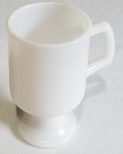 Tall White Milk Glass D Handle Water or Coffee Glass Tall White Milk Glass D Handle Water or Coffee Glass
