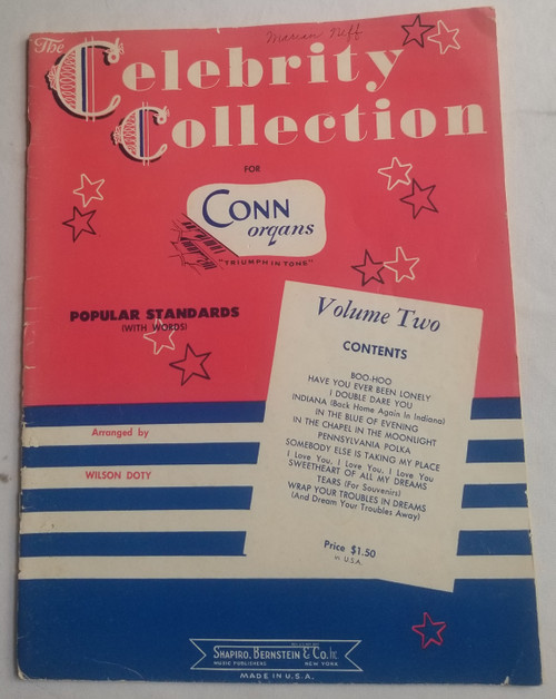 Celebrity Collection Conn Organs Volume 2 song book front cover Celebrity Collection Conn Organs Volume 2 song book front cover