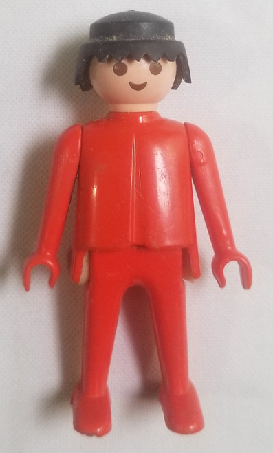 Geobra 1974 Red Playmobil figure Vintage Toy front of toy