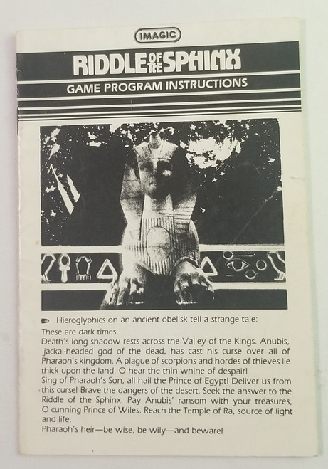 Riddle of the Sphinx Atari 2600 Video Game Instruction book manual only front