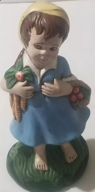 Girl from Garden Figurine with Apple Basket Cute front Girl from Garden Figurine with Apple Basket Cute front