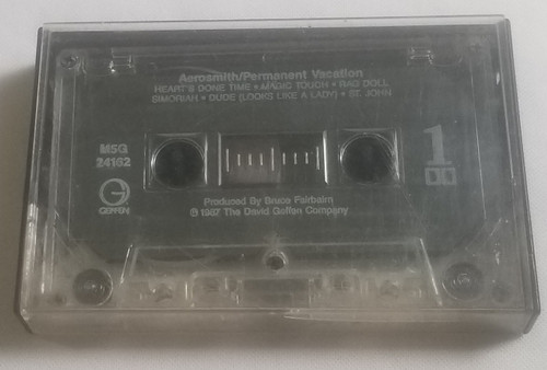 Aerosmith in Permanent Vacation Cassette Tape side 1 in case