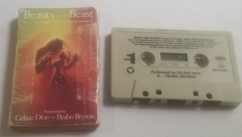 Beauty & The Beast Celine Dion Peabo Bryson Cassette Tape front of sleeve and part 1 side of tape