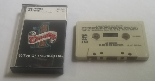 #1 Country 60 top chart Hits Cassette Tape Volume 1&2 front of case and side 1 of tape