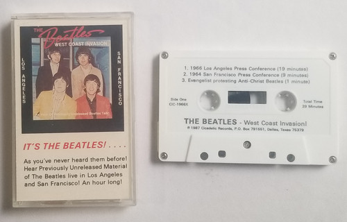 The Beatles West Coast Invasion CIC 1966X Cassette Tape front of case and side 1 of tape