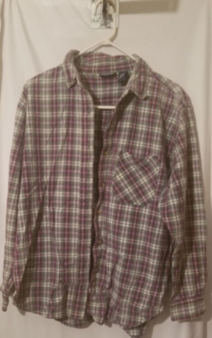 Quizz Jeans ladies button plaid blouse shirt size large main picture