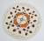 Cloth fabric round placemats doilies 80s style design set of 4 one of the brown one's close up